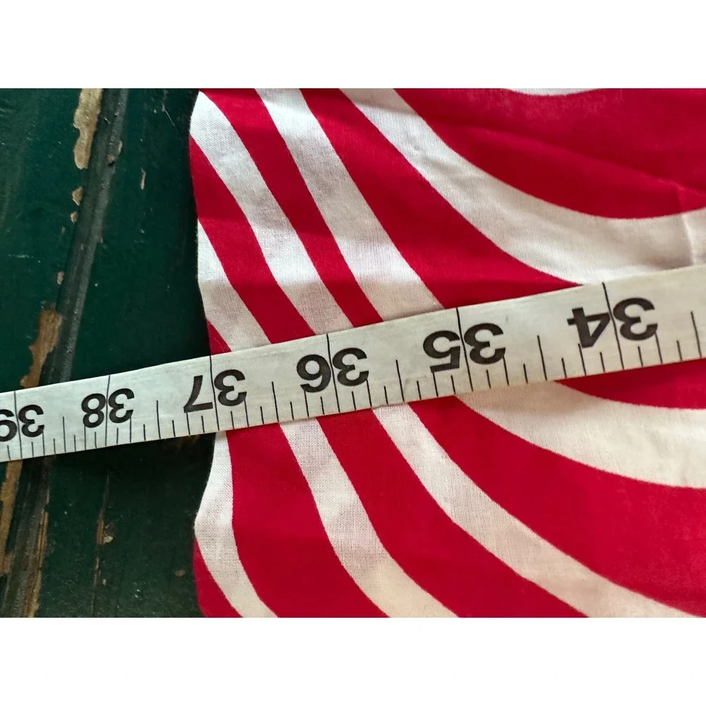 Yves Cossette Depeche Mode Red White Swirl Print A-Line Dress‎ Size 6 V-Neck
